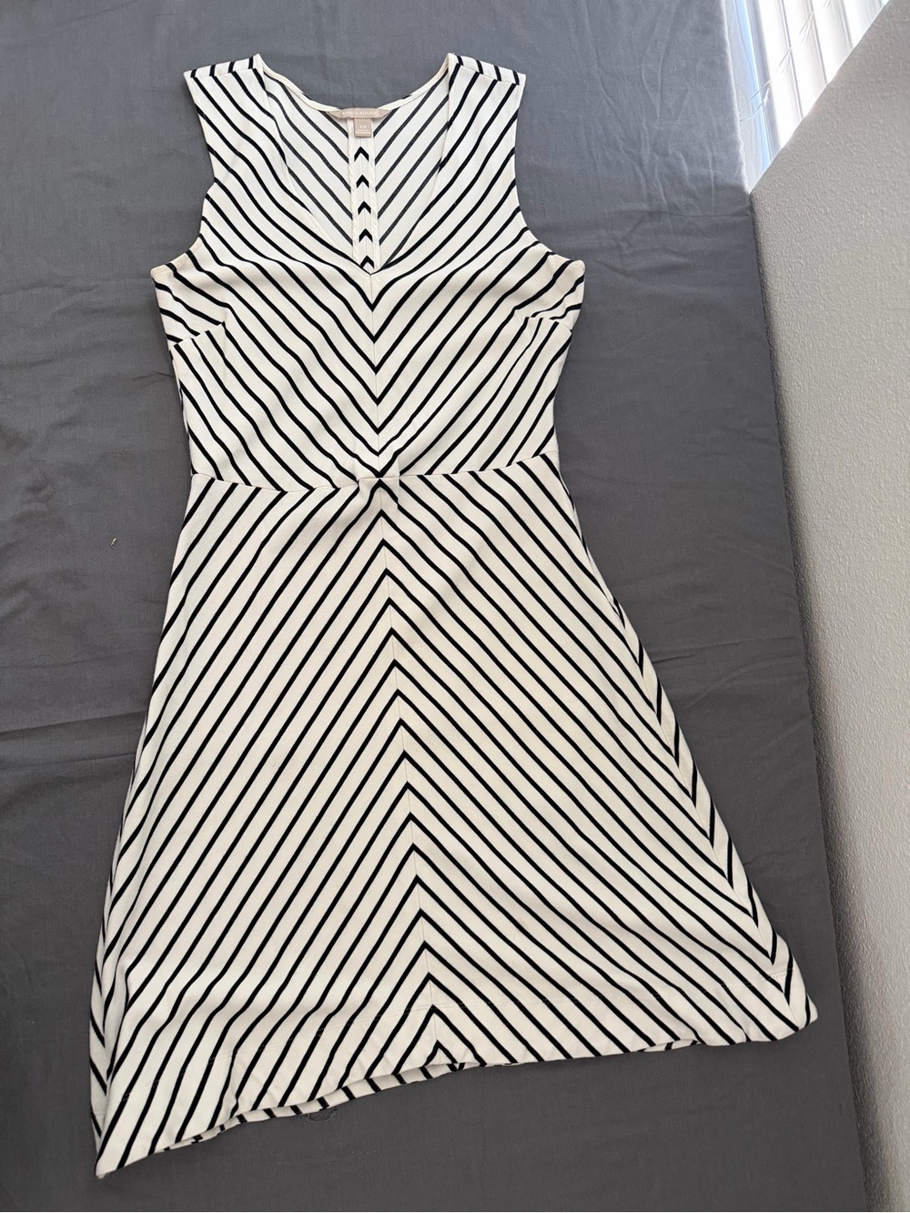 Banana Republic Black and White Striped Midi Dress